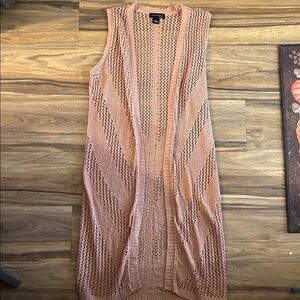 Elegant Peach Knit sleeveless cardigan